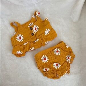 Floral Mustard Baby Outfit Set